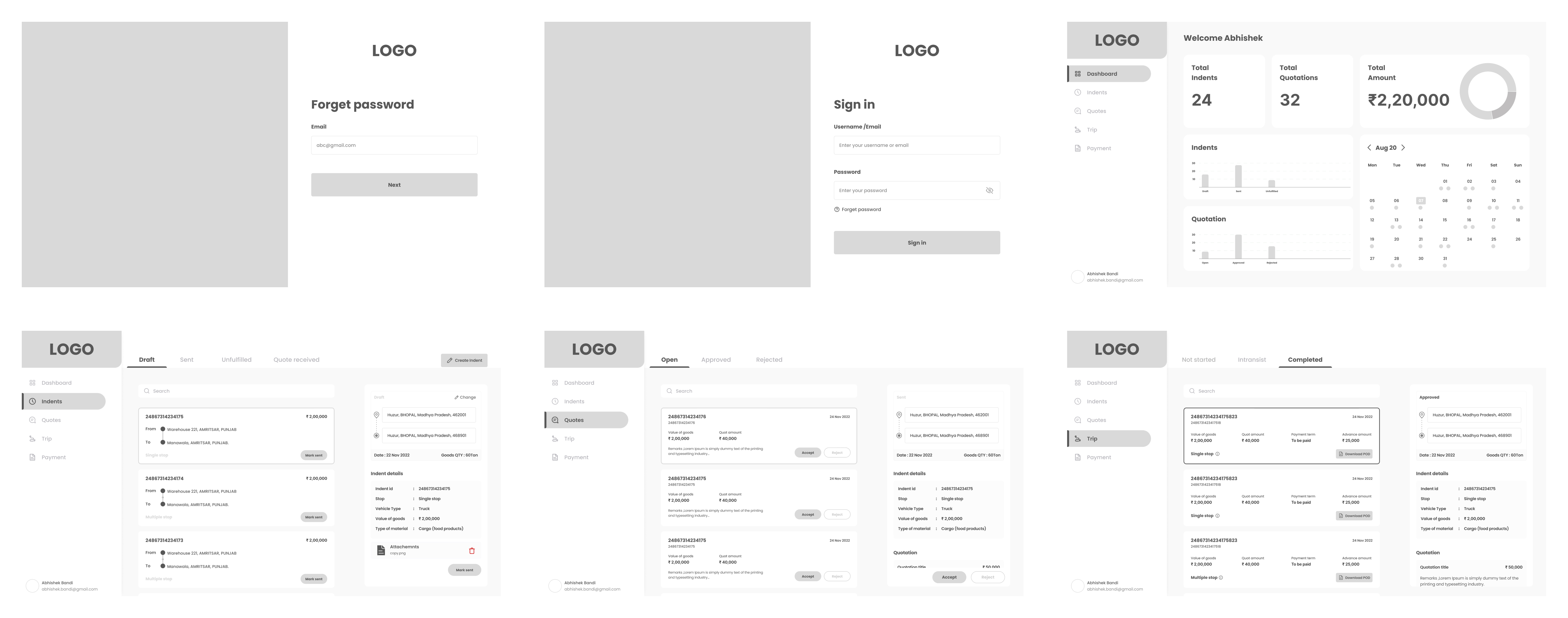 Indent & Quotation Wireframes