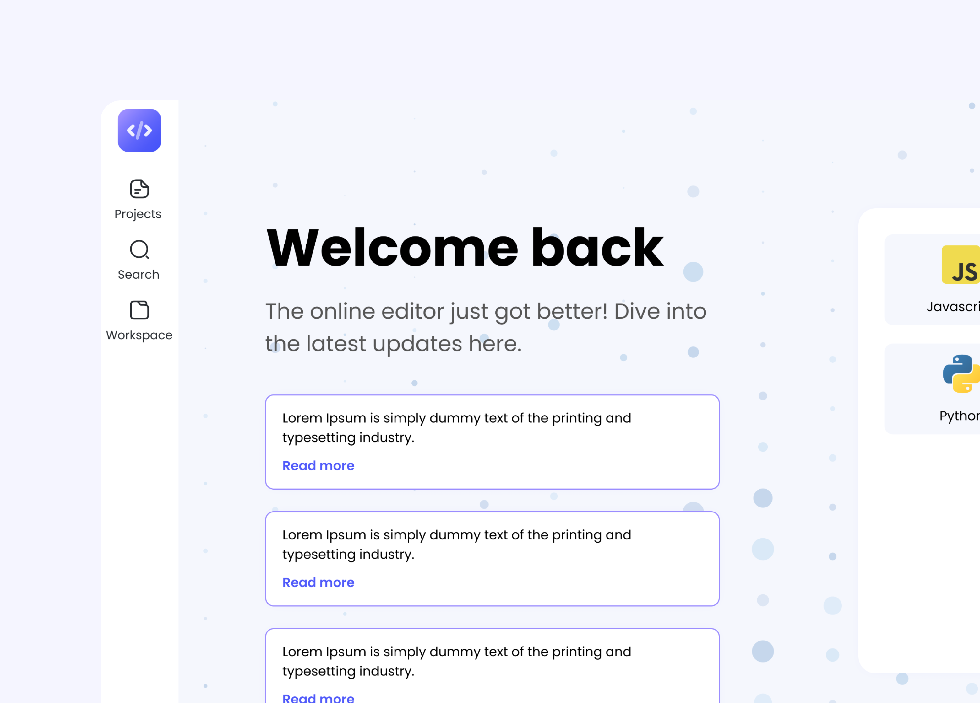Online Code Editor Screen 01